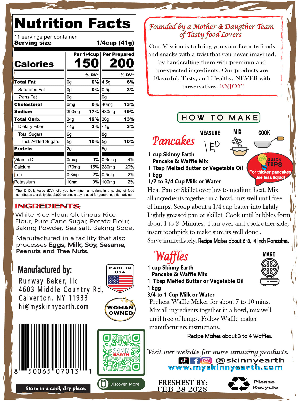 Gluten Free Pancake and Waffle Mix 16 OZ